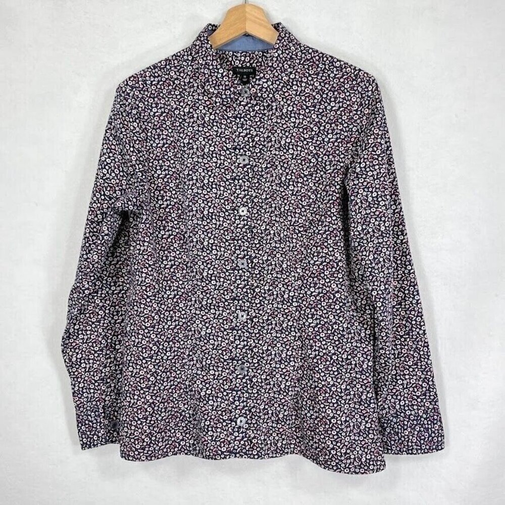 Talbots Floral Form Fitting Button Down Shirt Ditsy Grandma CottageCore Chic